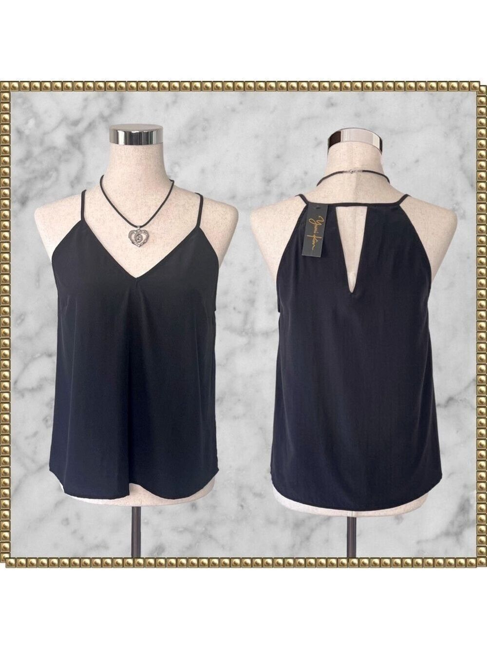 Yumi Kim Black Silk V Neck Sleeveless Top XS